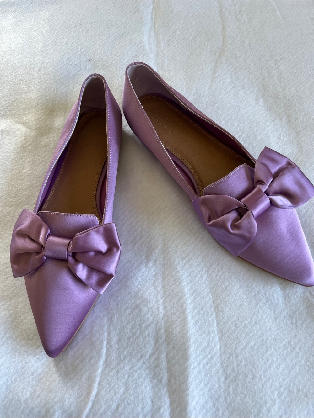 Women’s Lavender Pointed-Toe Bow Flats